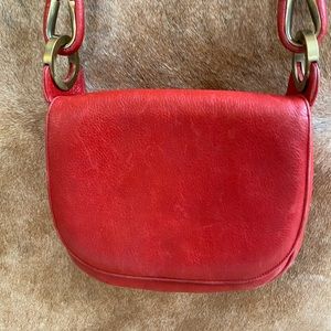 Vintage Genuine leather red crossbody